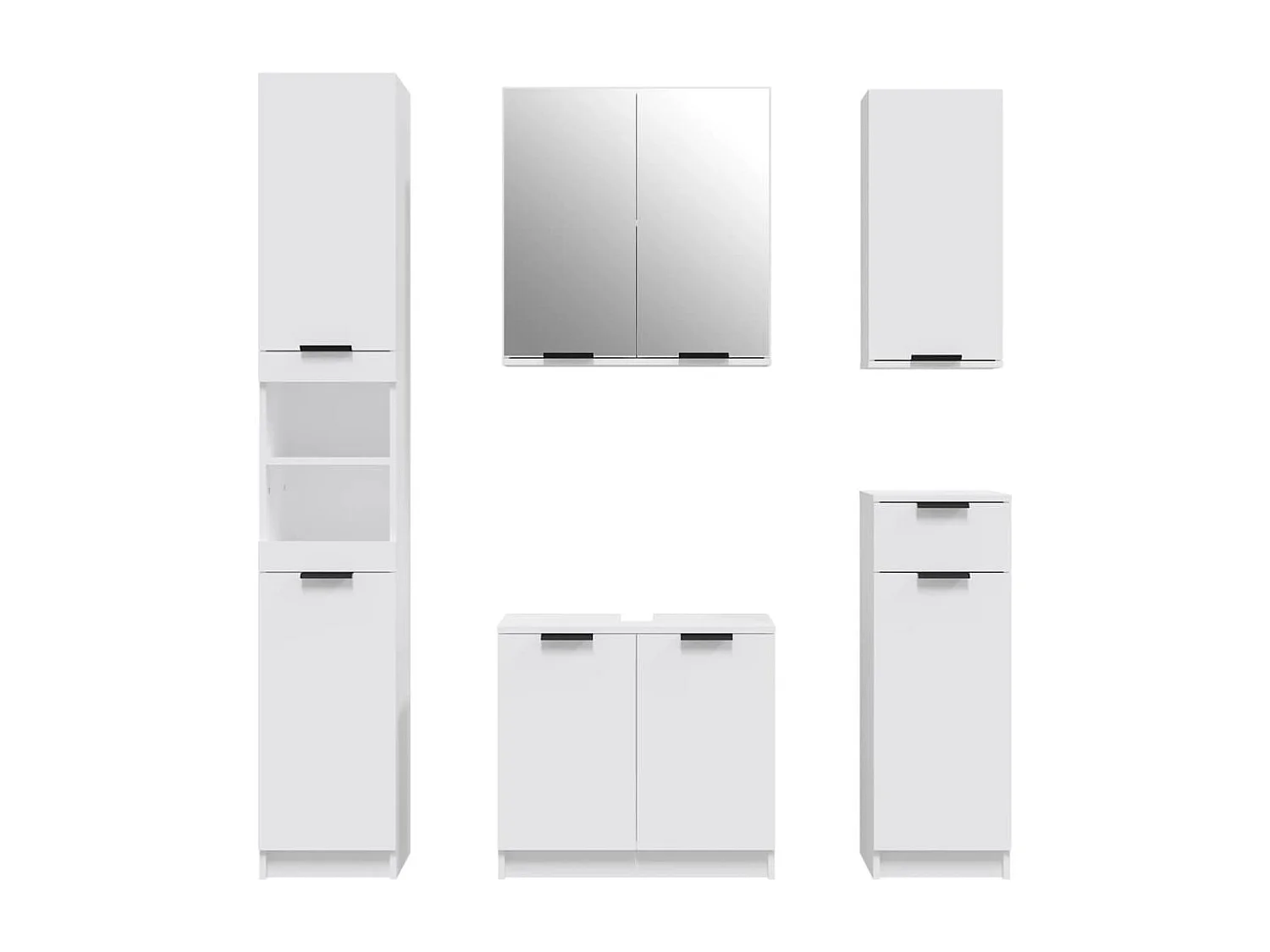 Mobili da bagno 5 pz. Bianco Legno composito