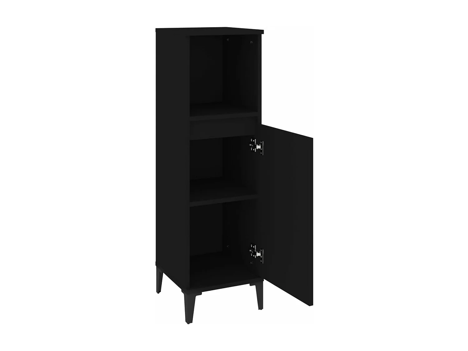 Schwarzer Badezimmerschrank 30x30x100 cm aus Holzwerkstoff