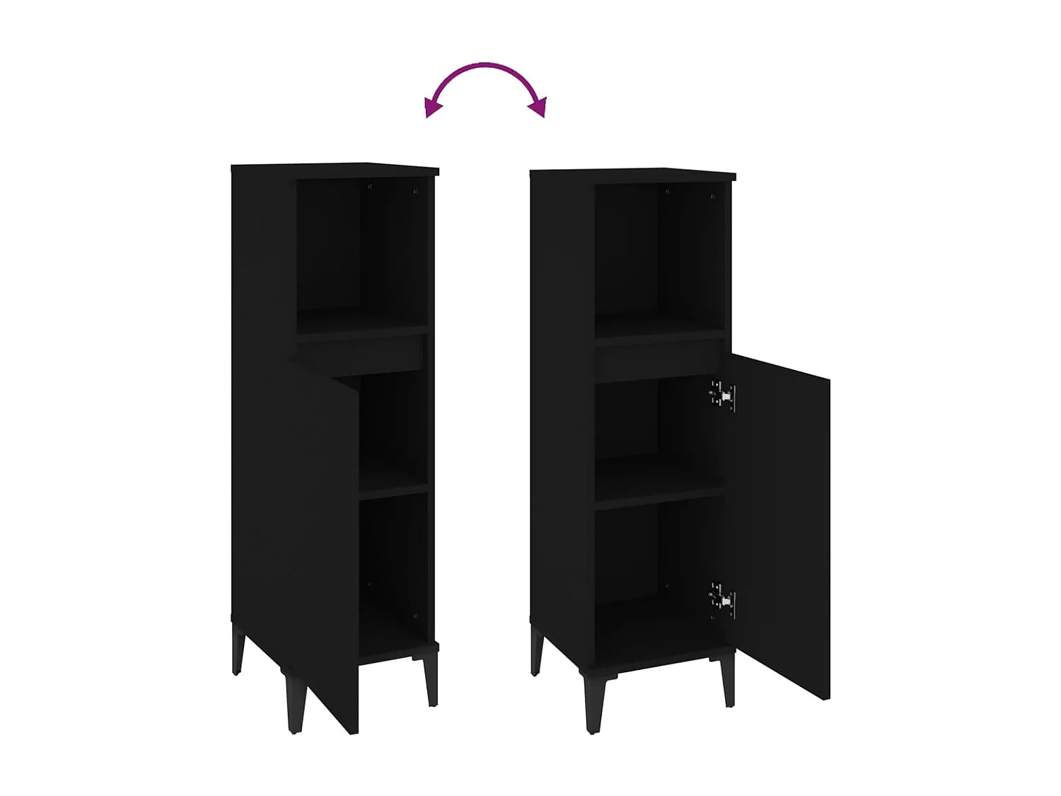 Schwarzer Badezimmerschrank 30x30x100 cm aus Holzwerkstoff