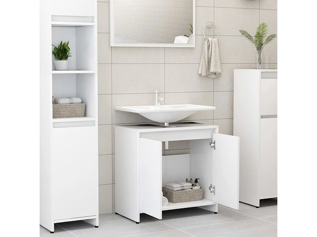 Armoire de salle de bain Blanc 60x33x61 cm Bois d'ingénierie