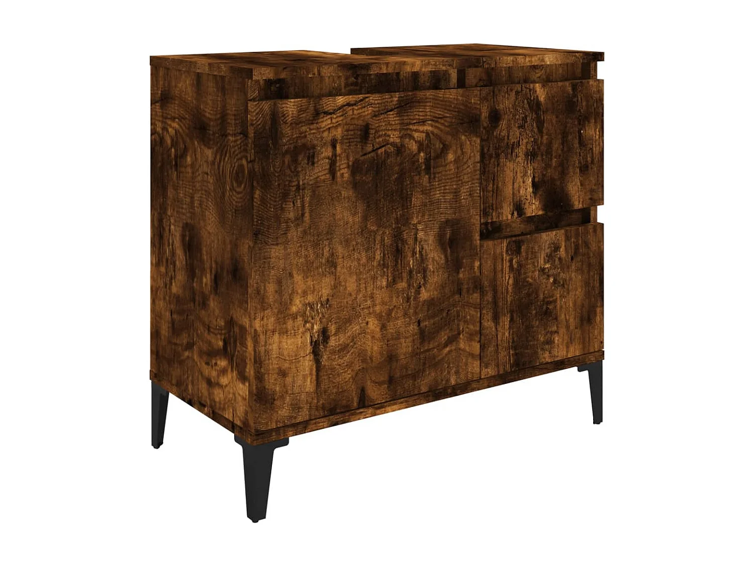 Mueble de baño roble ahumado 65x33x60 cm madera contrachapada