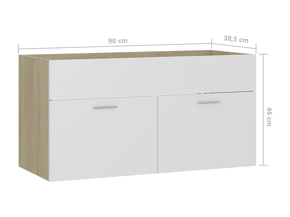 Armoire d'évier Blanc et chêne sonoma Bois d’ingénierie