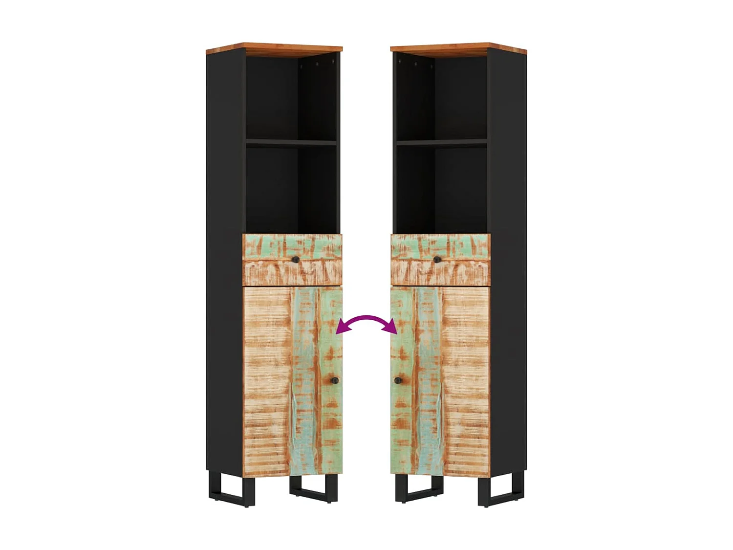 Móvel de banheiro 38x33x160 cm madeira recuperada maciça