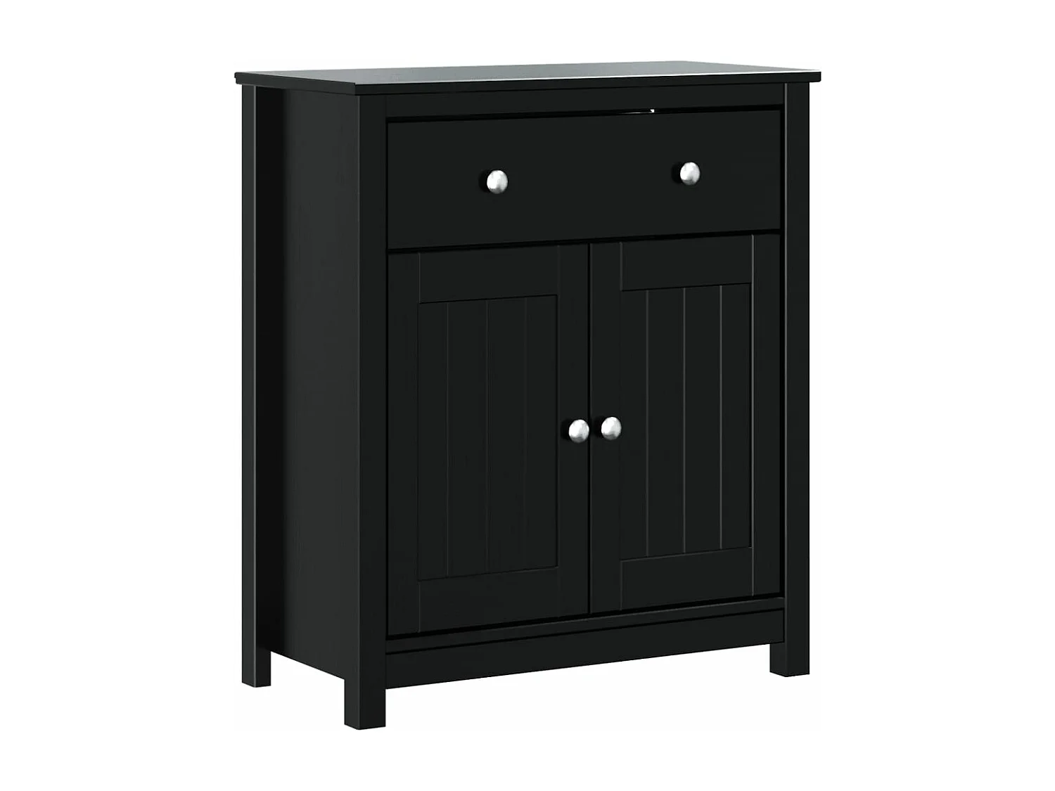 BERG mueble de baño pino macizo negro 69,5x34x80 cm