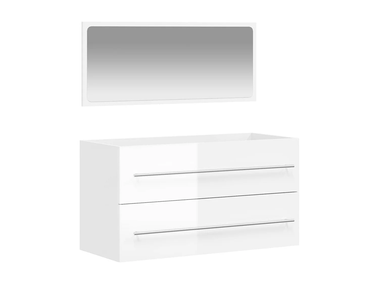 Mobile da bagno con specchio bianco lucido in derivati del legno