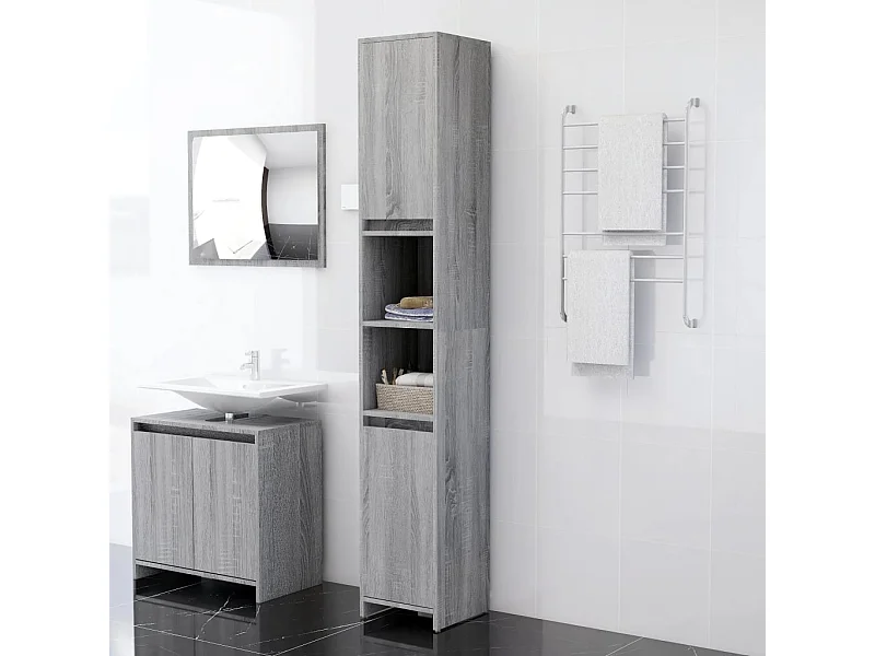 Mobile da bagno grigio Sonoma 30x30x183,5 cm MDF