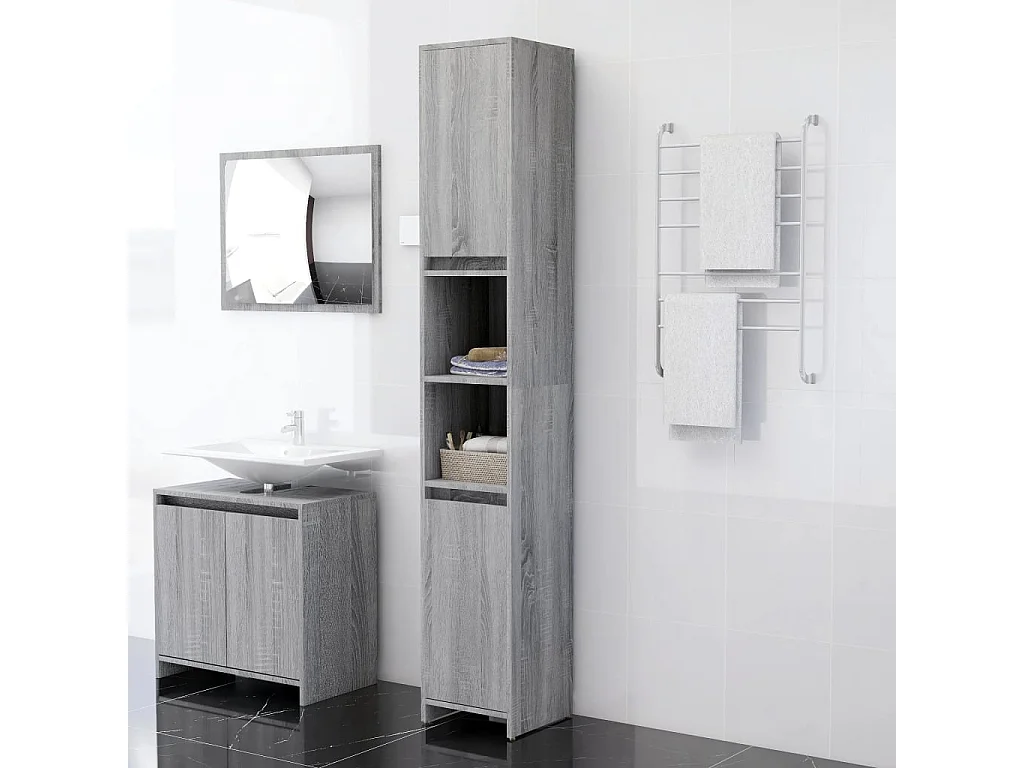 Armoire de bain Sonoma gris 30x30x183,5 cm Bois d'ingénierie
