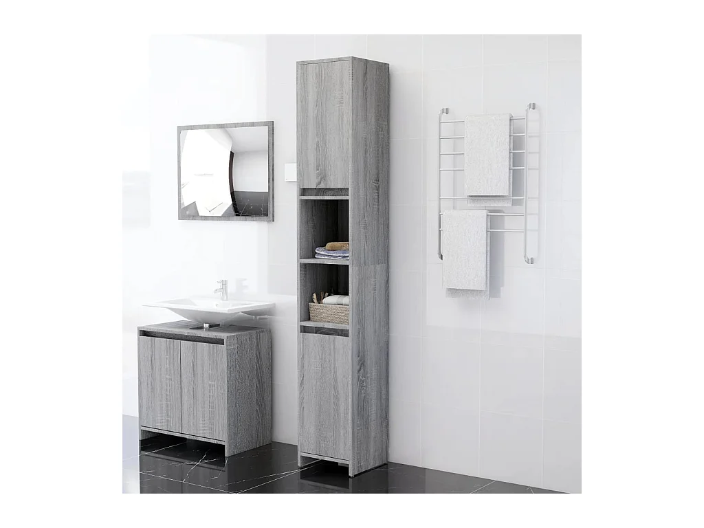 Mobile da bagno grigio Sonoma 30x30x183,5 cm MDF