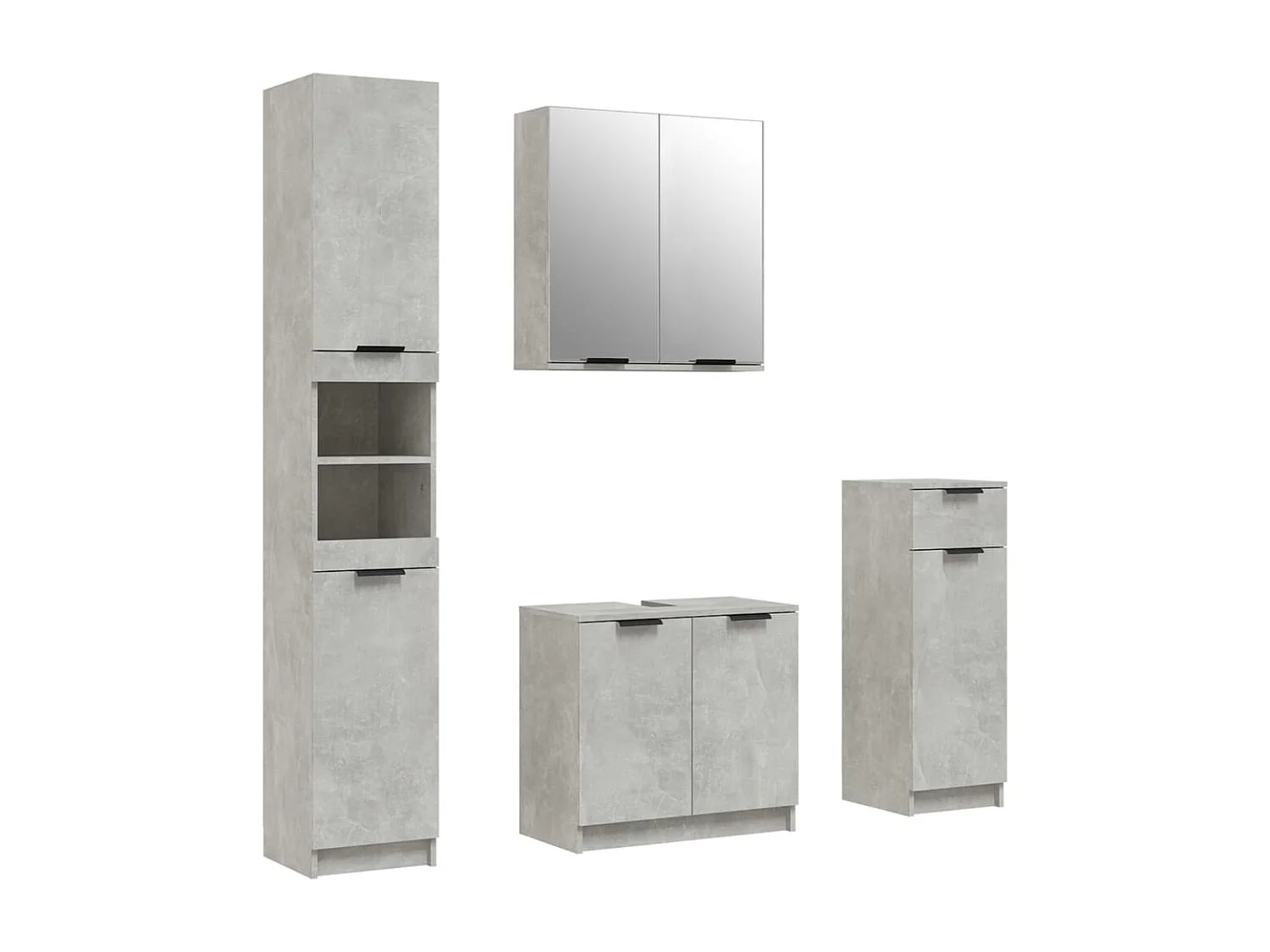 Meubles de salle de bain 4 pcs Gris béton Bois d'ingénierie