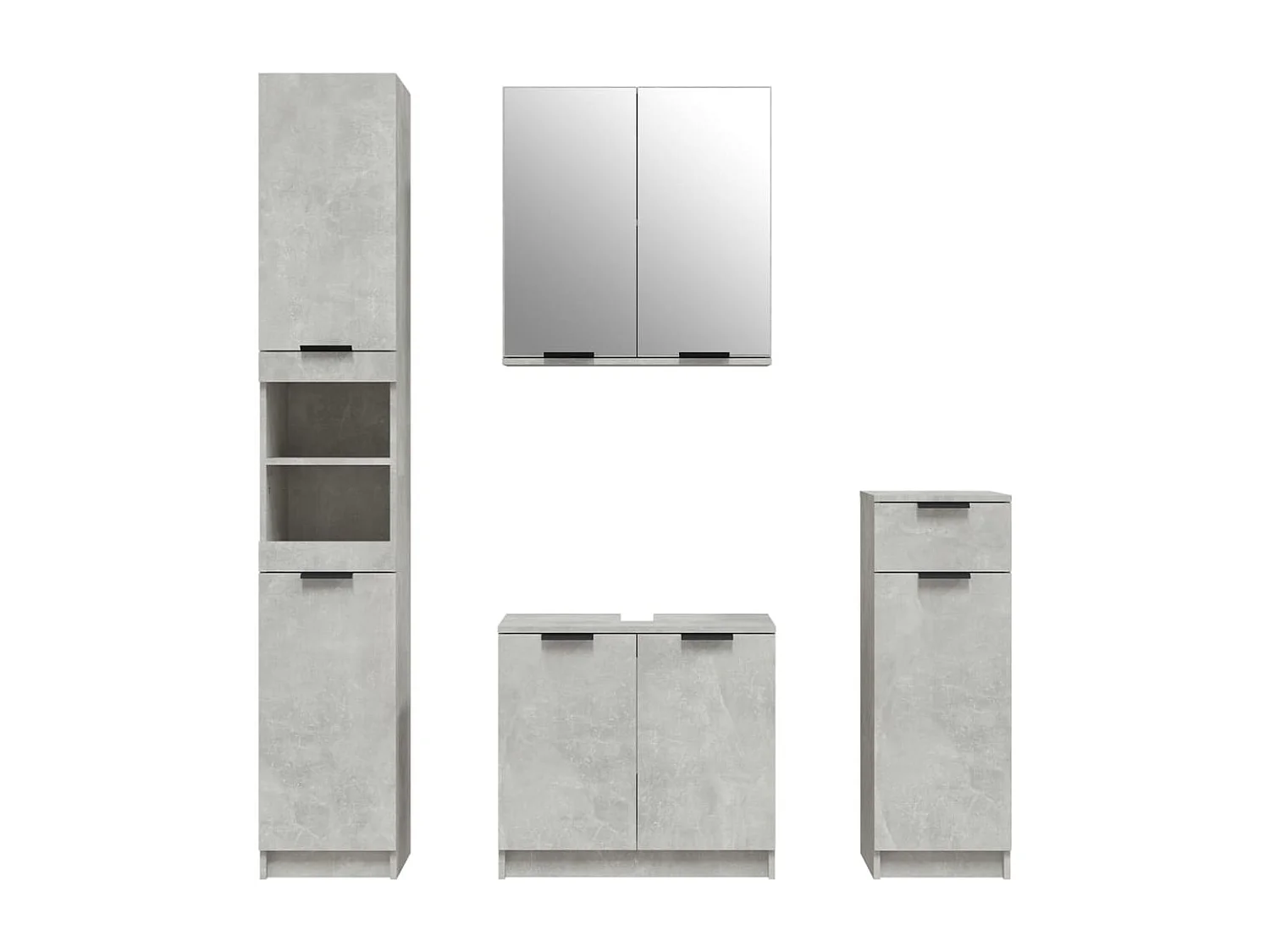 Meubles de salle de bain 4 pcs Gris béton Bois d'ingénierie