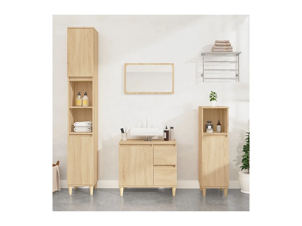 Armoire salle de bain chêne sonoma 65x33x60 cm