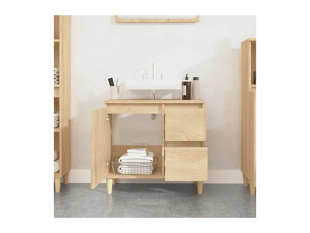 Armoire salle de bain chêne sonoma 65x33x60 cm