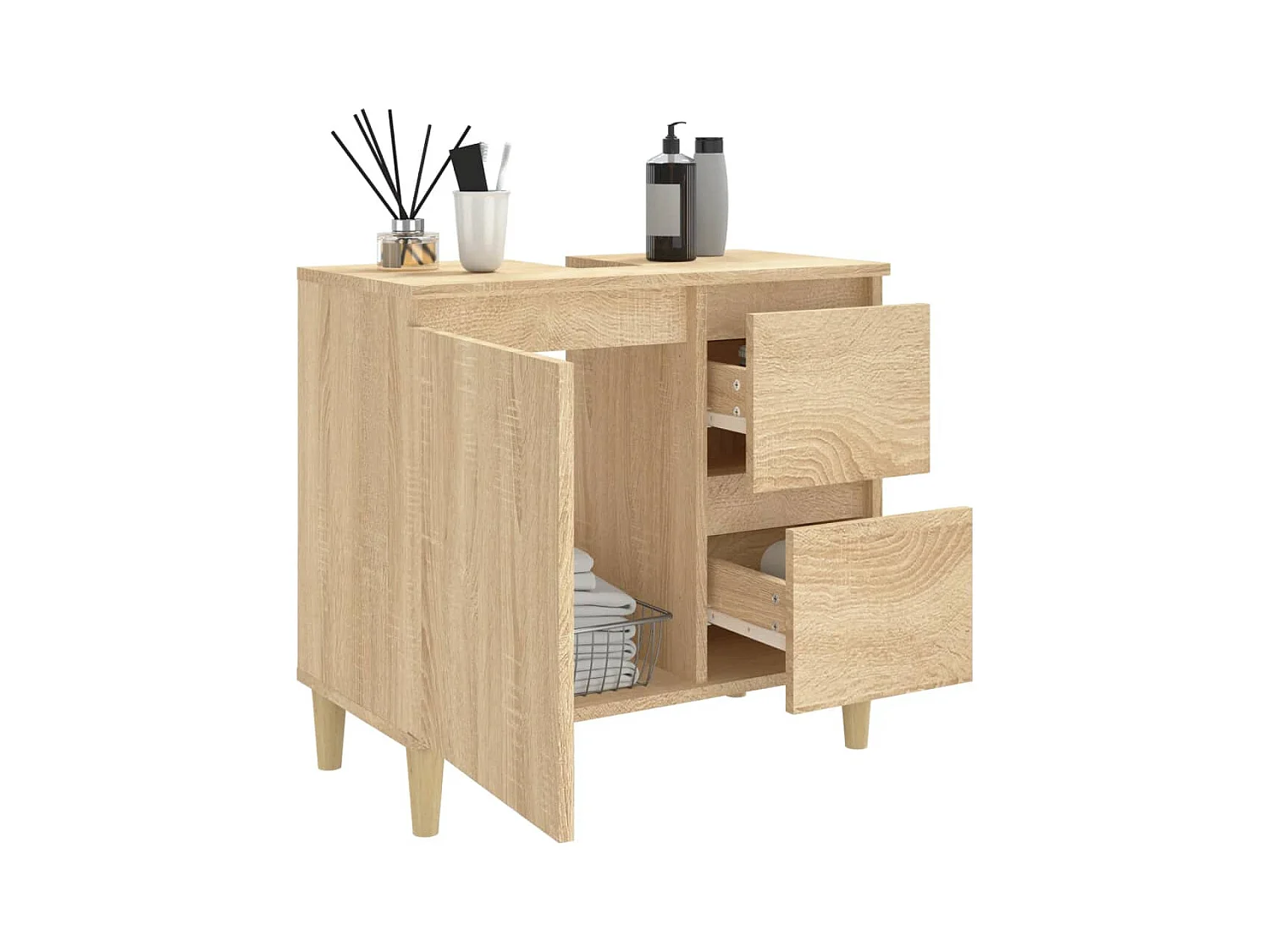 Armoire salle de bain chêne sonoma 65x33x60 cm