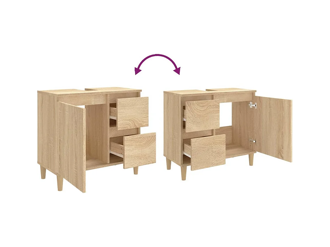 Armoire salle de bain chêne sonoma 65x33x60 cm