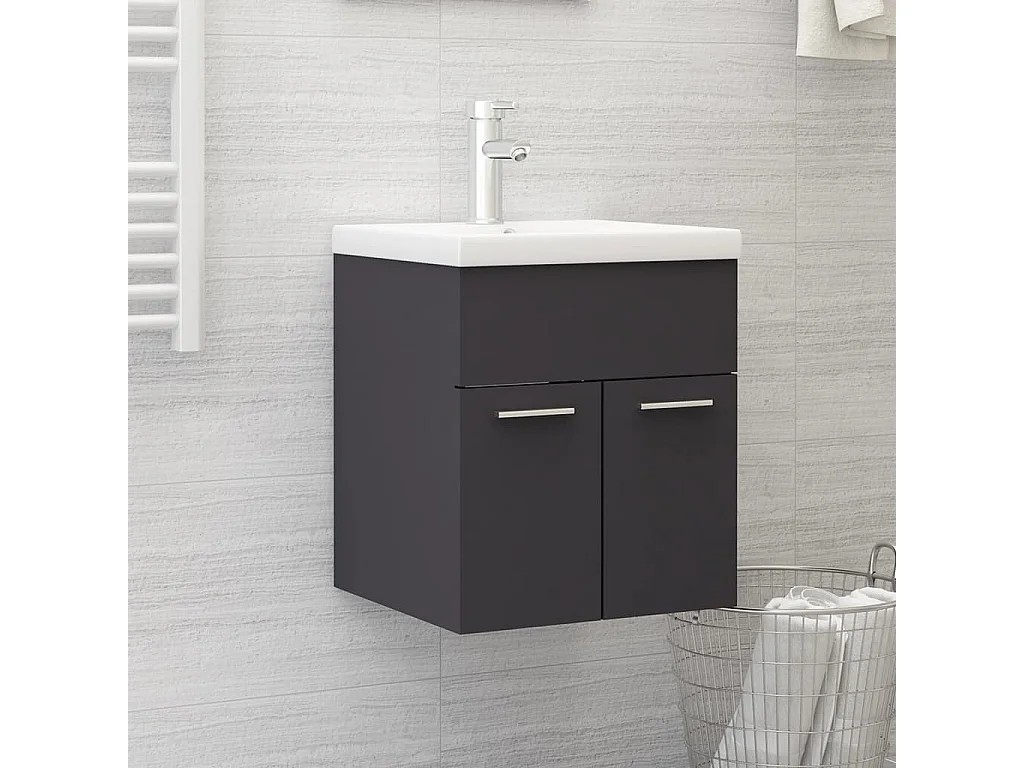 Armário de pia cinza 41x38,5x46 cm Madeira trabalhada