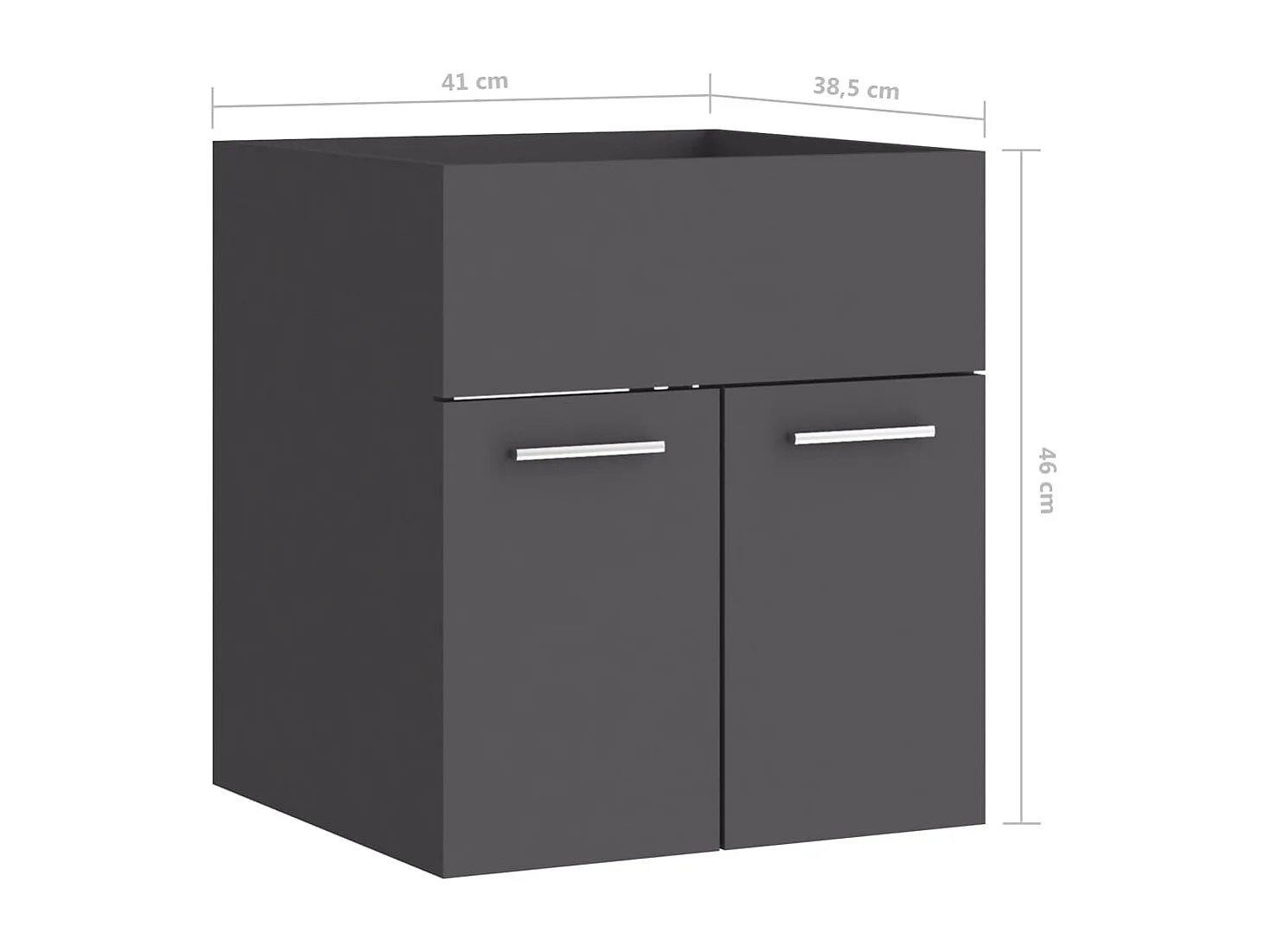 Armário de pia cinza 41x38,5x46 cm Madeira trabalhada