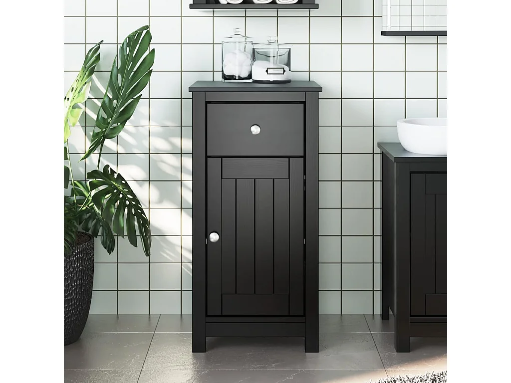 Armoire de salle de bain BERG noir 40x34x80 cm pin massif