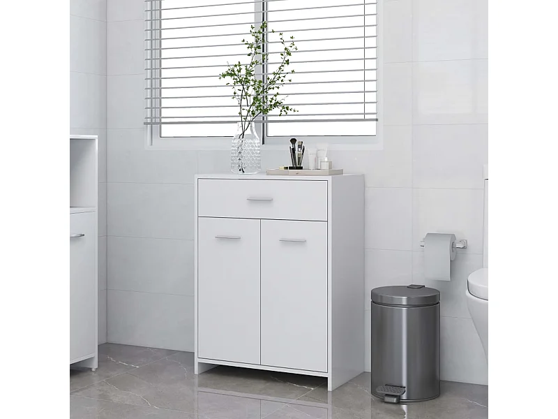 Mueble de baño blanco 60x33x80 cm de madera contrachapada