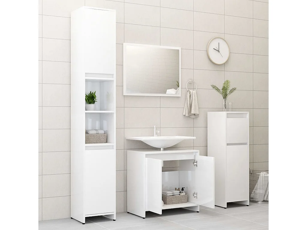 Mobili da bagno in MDF bianco lucido