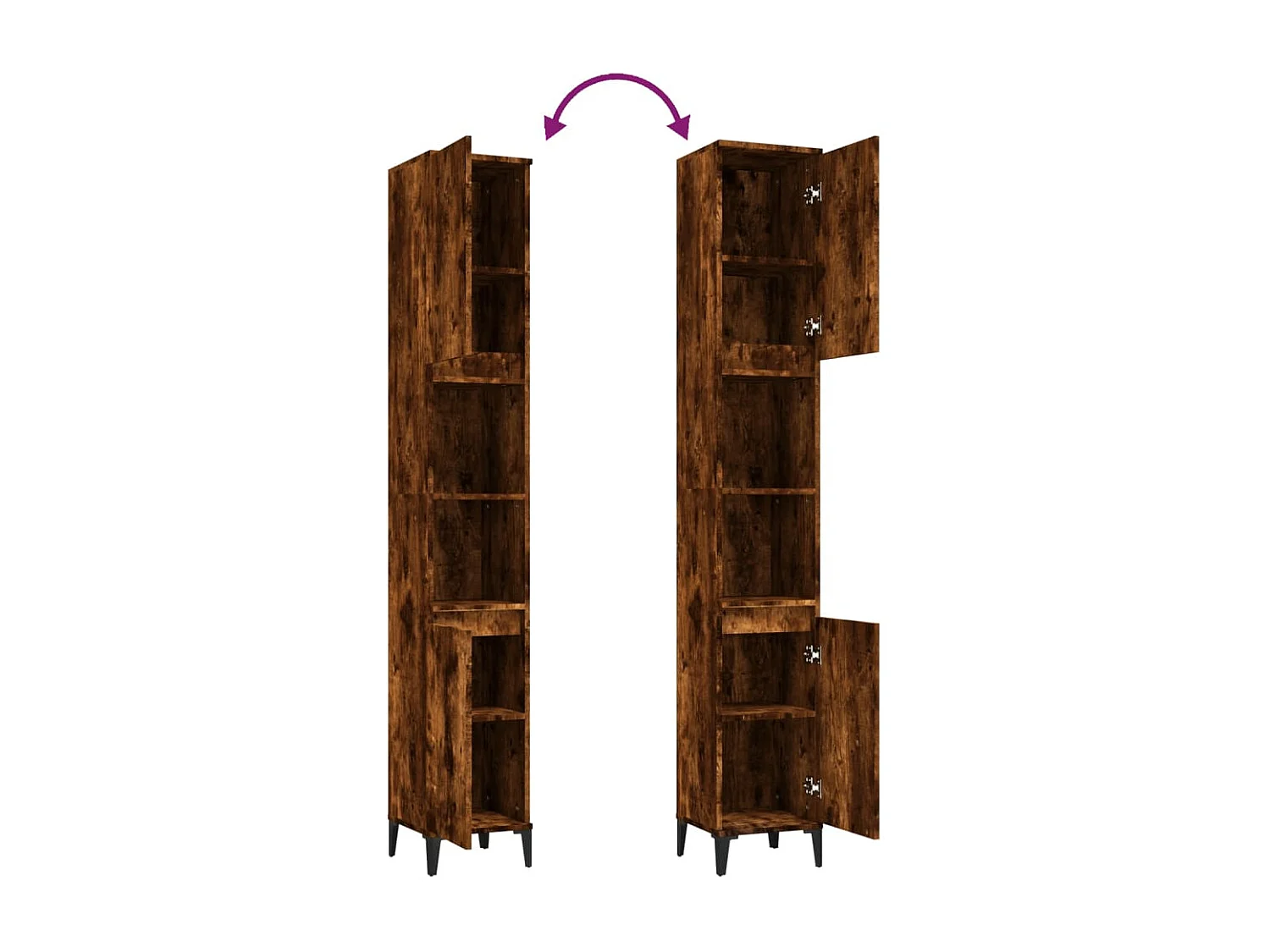 Gerookt eiken badkamermeubel 30x30x190 cm samengesteld hout