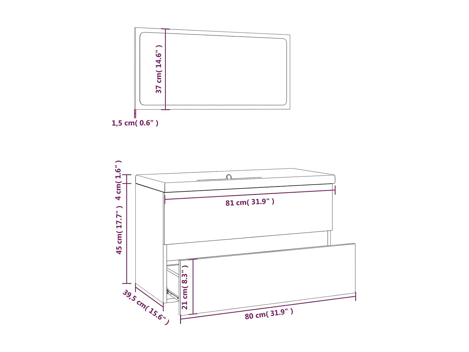 Mobili da bagno Rovere marrone Derivati del legno