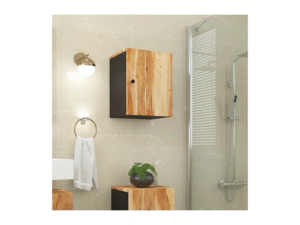 Armoire de salle de bain murale 38x33x48cm bois massif d'acacia
