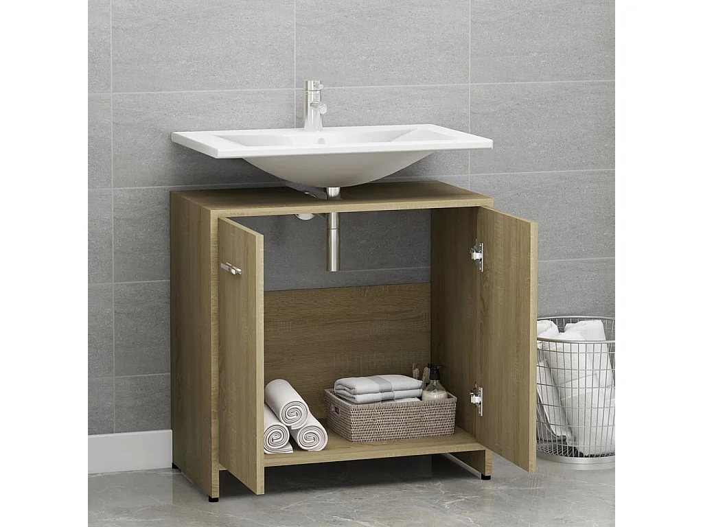 Armoire de salle de bain Chêne sonoma Bois d'ingénierie