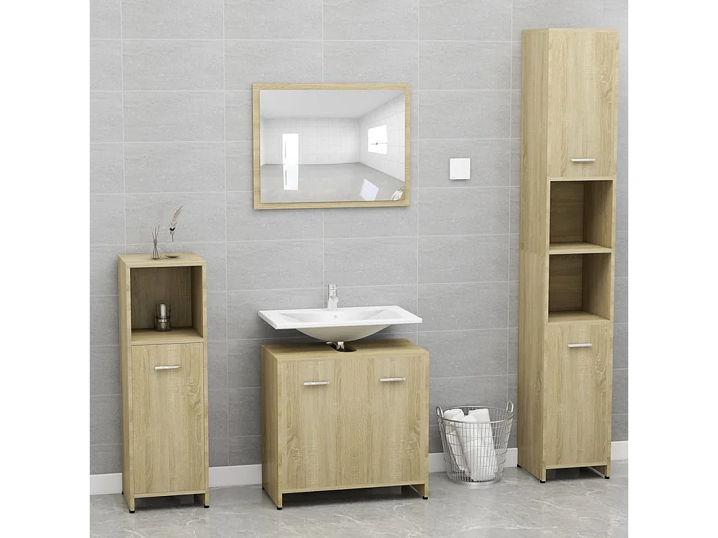 Armoire de salle de bain Chêne sonoma Bois d'ingénierie