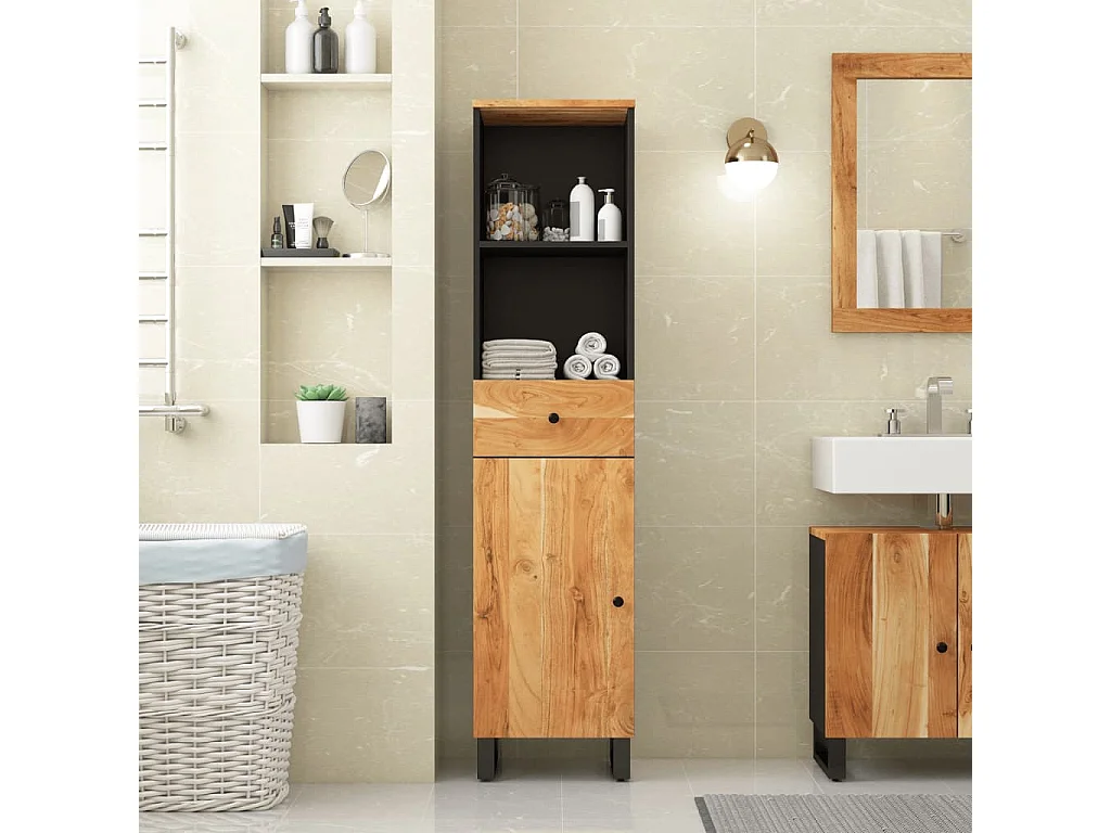 Mueble de baño 38x33x160 cm madera maciza de acacia