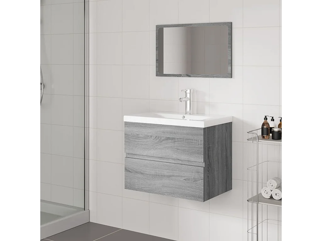 Mobili da bagno grigio Sonoma in legno composito