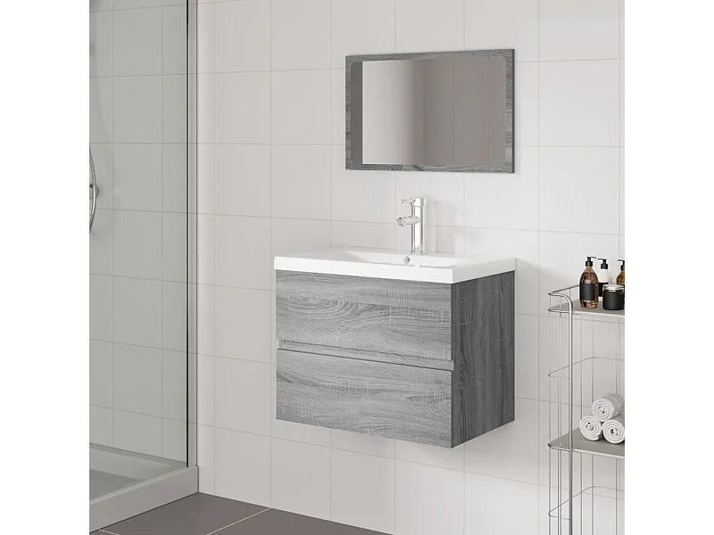Mobili da bagno grigio Sonoma in legno composito