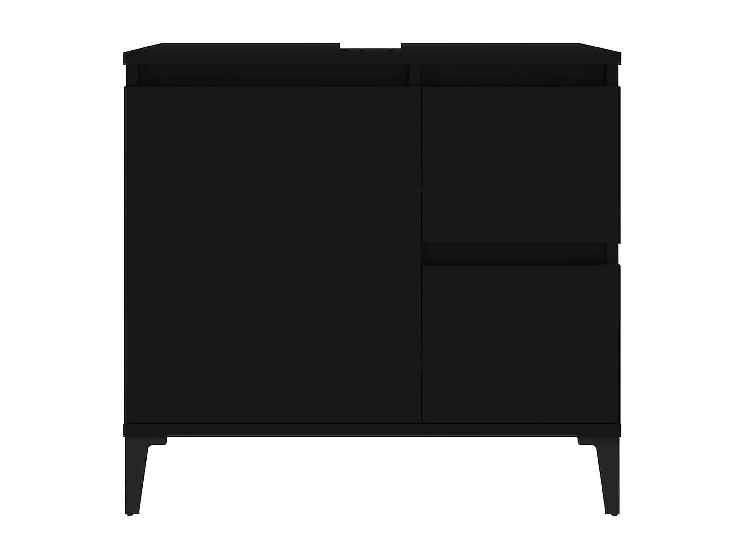 Schwarzer Badezimmerschrank 65x33x60 cm aus Holzwerkstoff