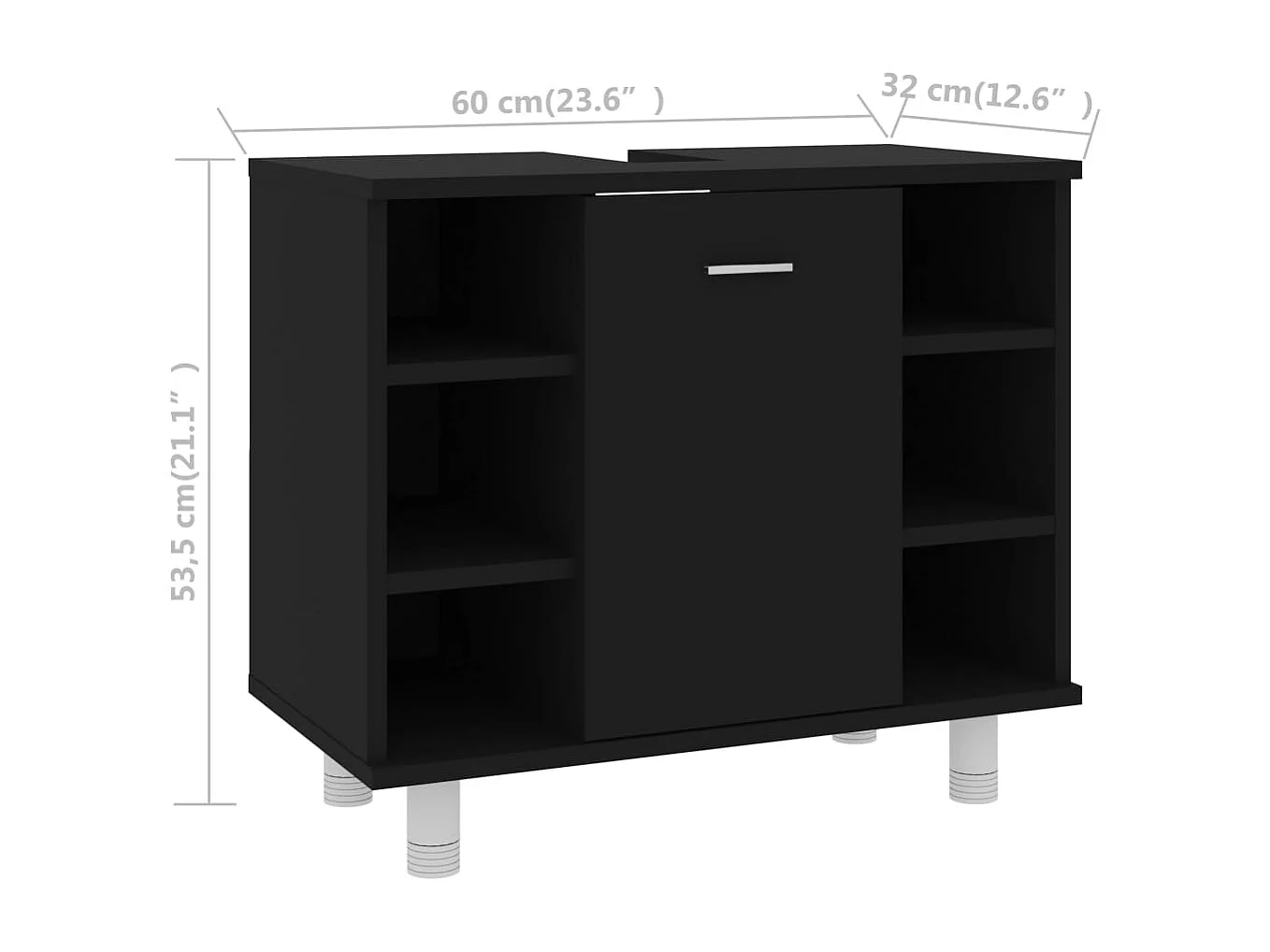 Mobile da bagno Nero 60x32x53,5 cm MDF