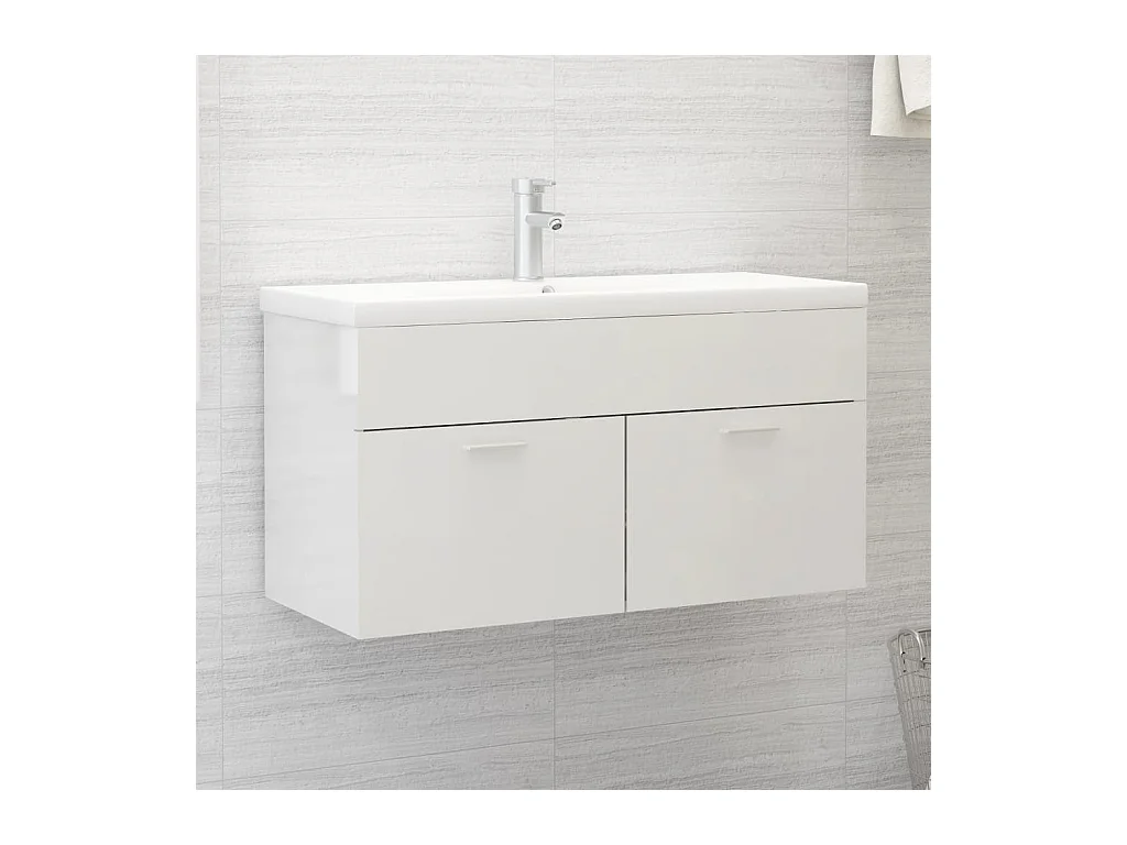 Mobile lavabo Bianco lucido 90x38,5x46 cm MDF