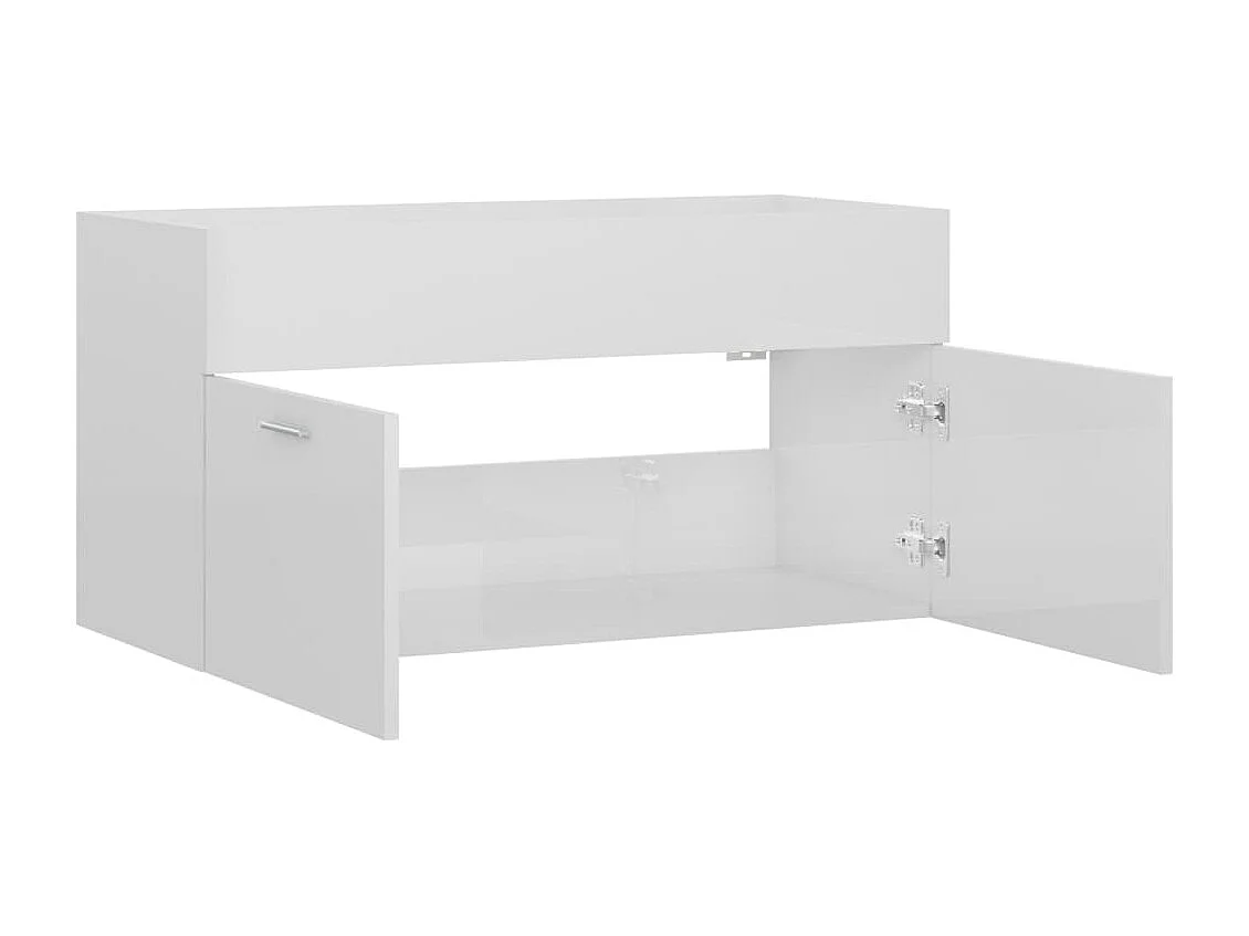 Armoire d'évier Blanc brillant 90x38,5x46 cm Bois d’ingénierie