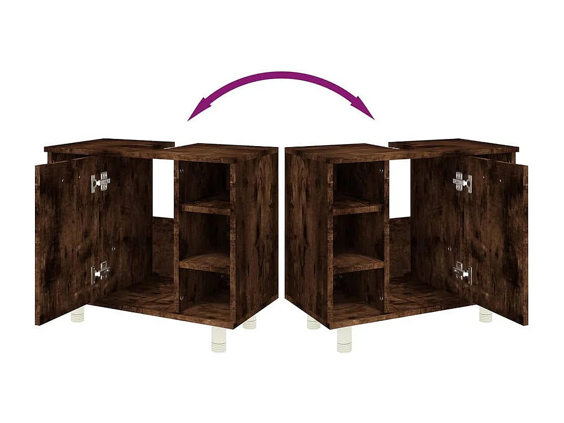 Armoire de bain Chêne fumé 60x32x53,5 cm Bois d'ingénierie