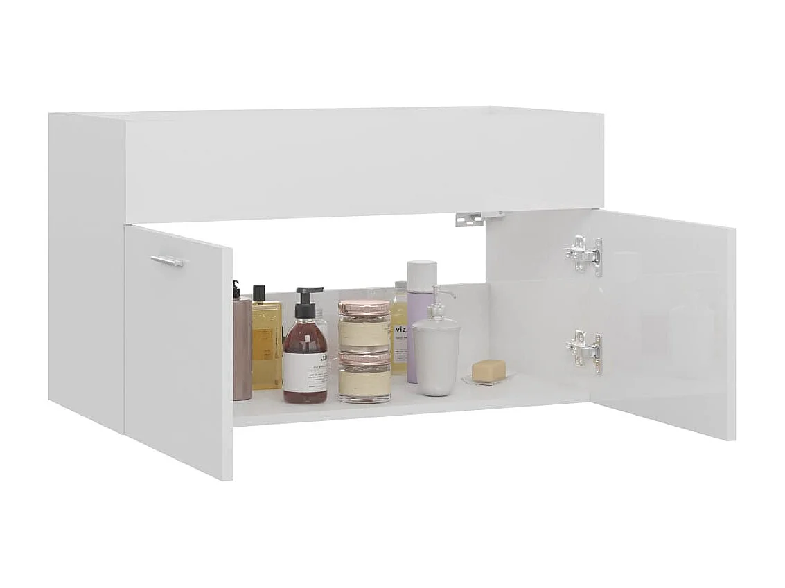 Armoire d'évier Blanc brillant 80x38,5x46 cm Bois d’ingénierie
