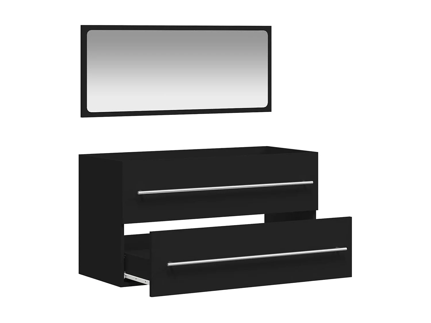 Mueble de baño con espejo negro de madera de ingeniería.