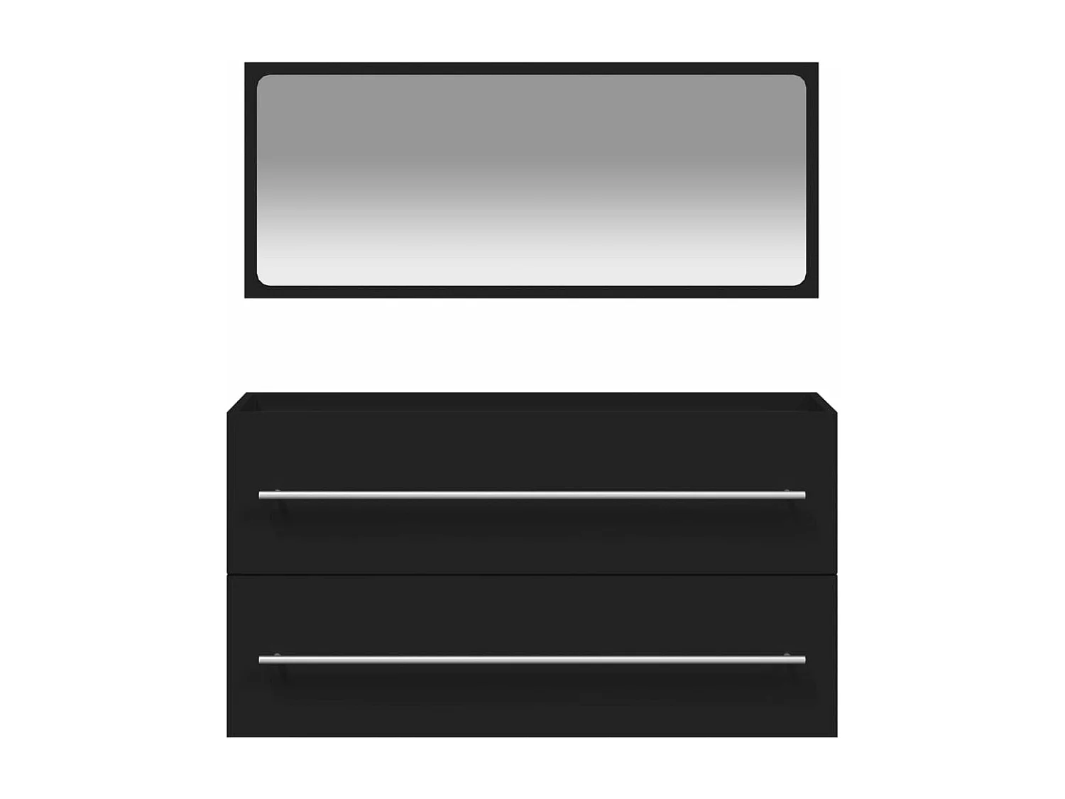 Mueble de baño con espejo negro de madera de ingeniería.