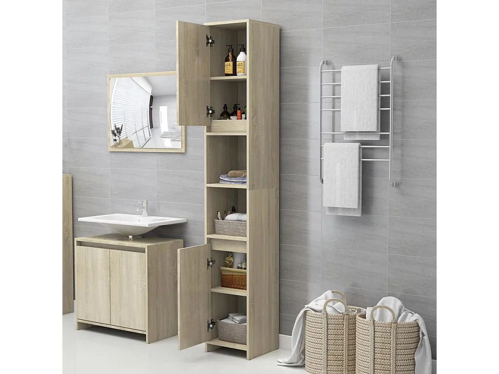 Móvel de banheiro carvalho Sonoma Madeira de engenharia