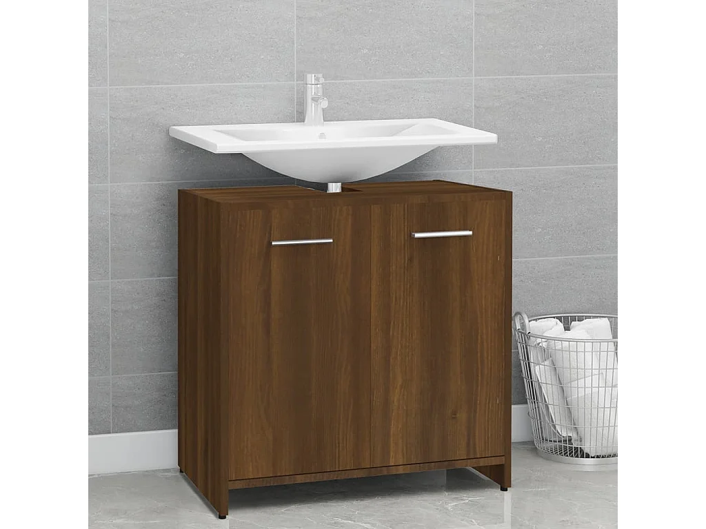 Mueble de baño Roble marrón 60x33x60 cm Madera contrachapada