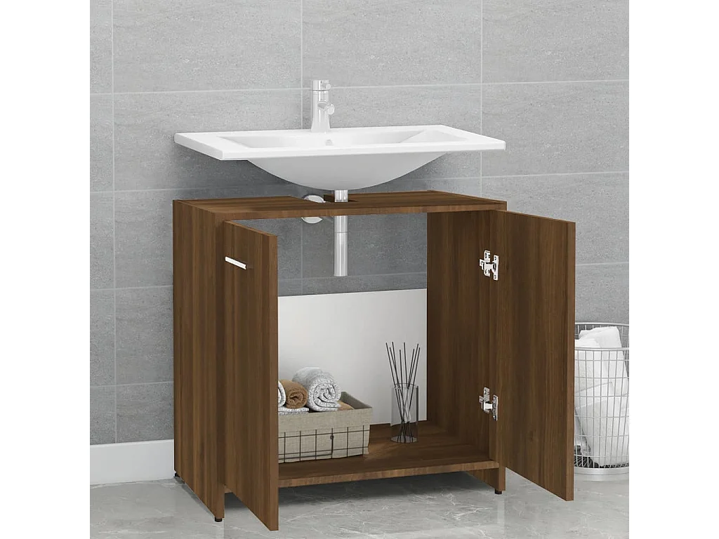 Mueble de baño Roble marrón 60x33x60 cm Madera contrachapada