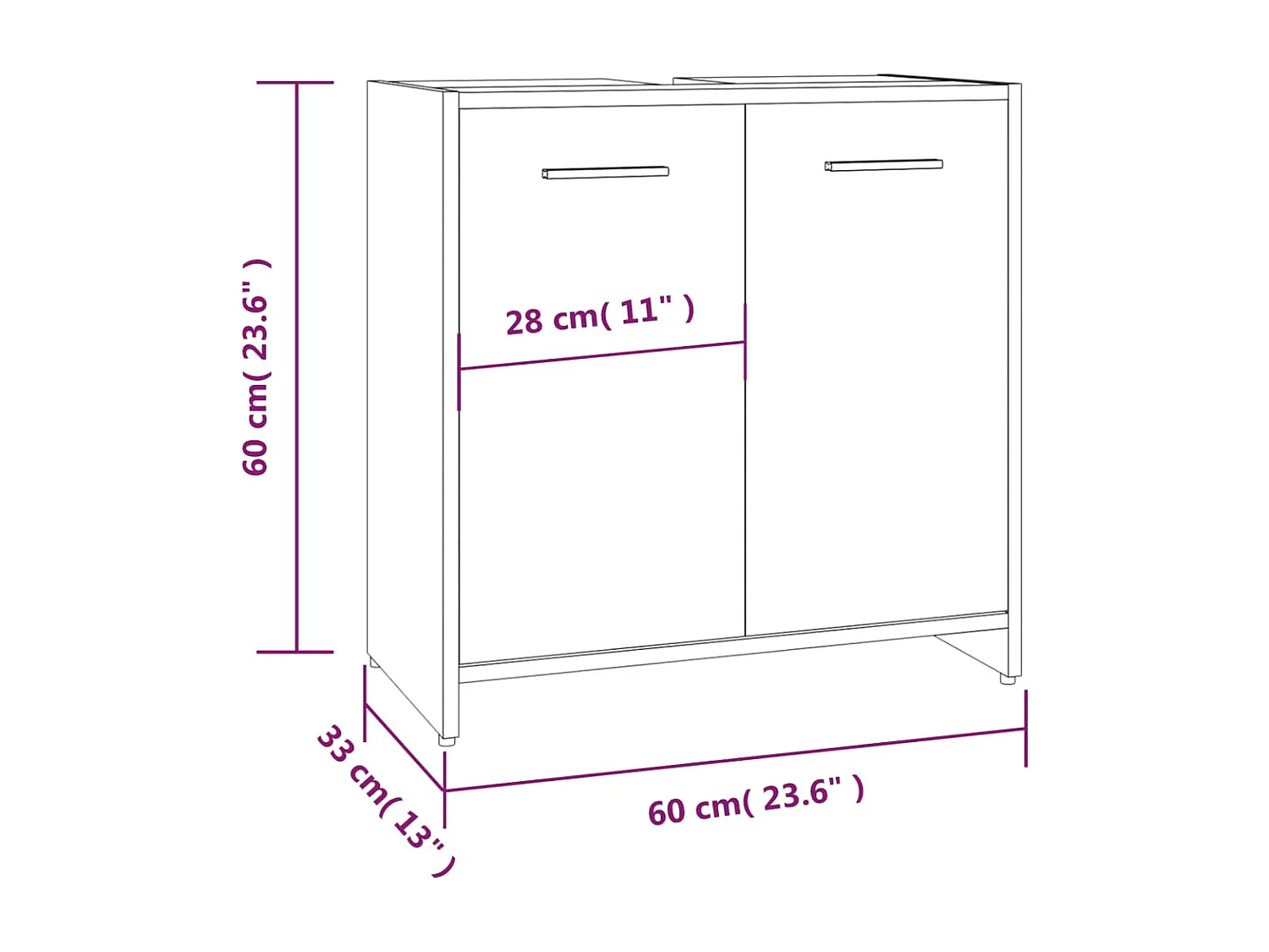 Mueble de baño Roble marrón 60x33x60 cm Madera contrachapada
