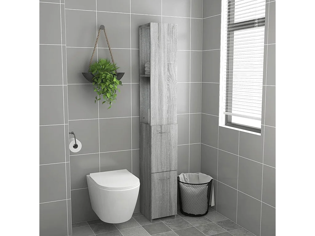 Mobile da bagno Sonoma grigio 25x26,5x170 cm in derivati del legno