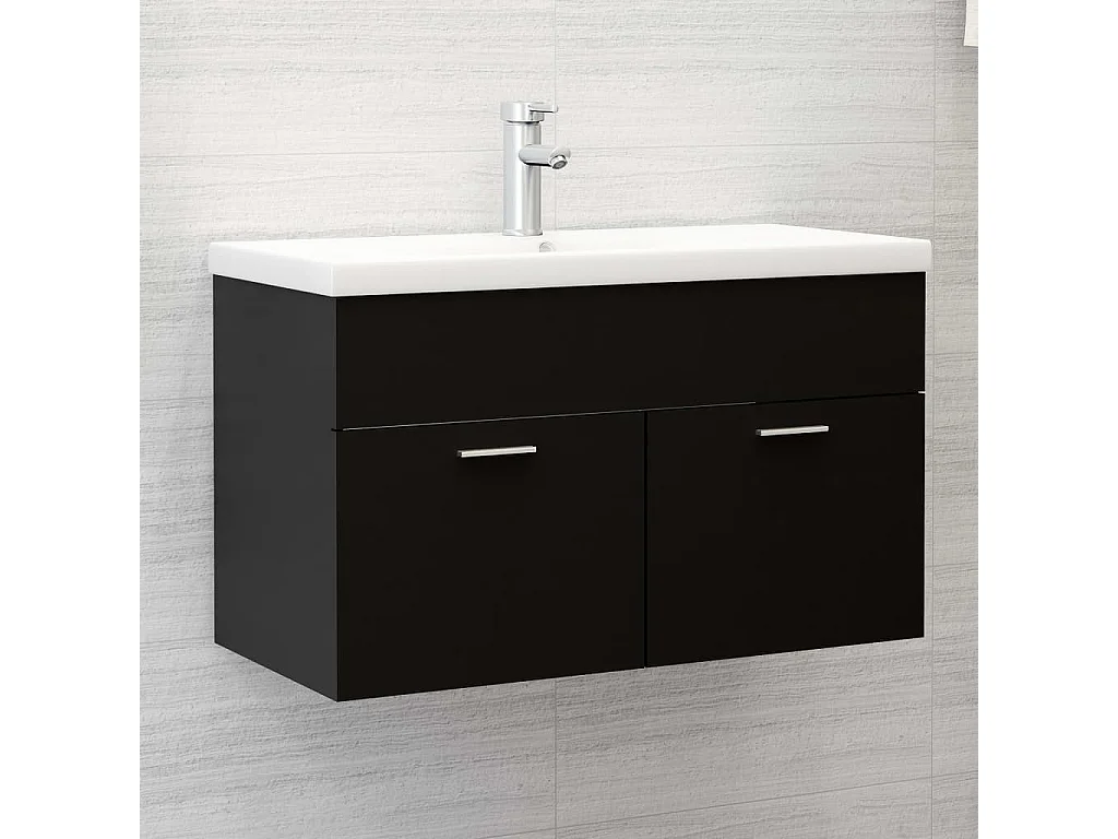 Mueble para lavabo Negro 80x38,5x46 cm Madera contrachapada