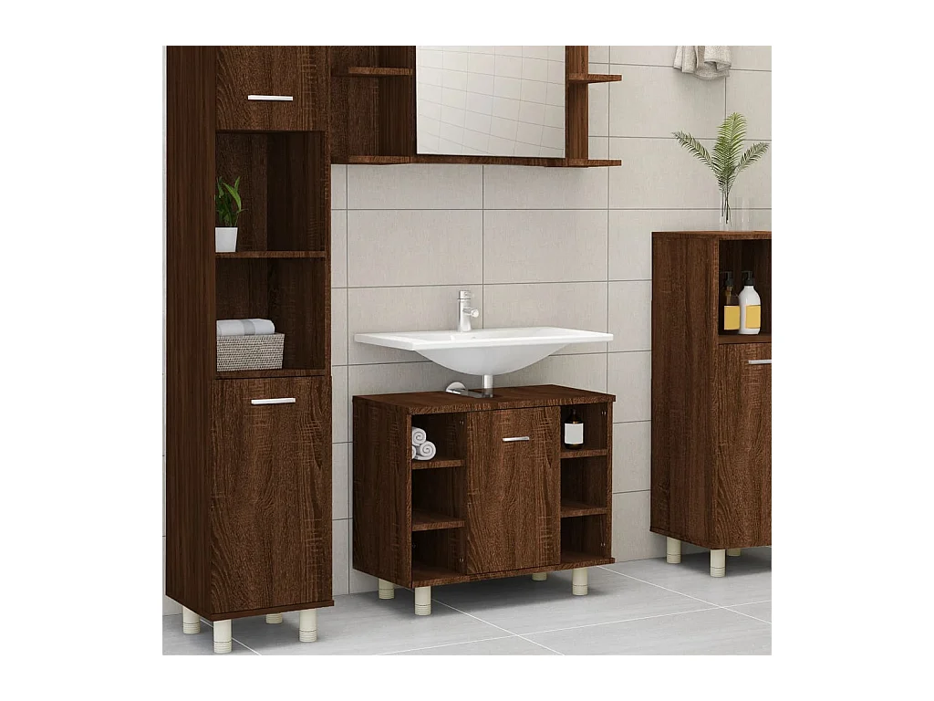 Armoire de bain Chêne marron 60x32x53,5 cm Bois d'ingénierie