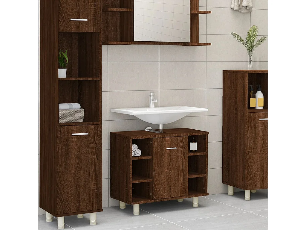 Armoire de bain Chêne marron 60x32x53,5 cm Bois d'ingénierie