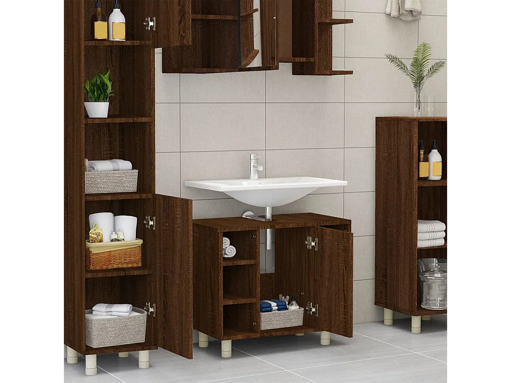 Armoire de bain Chêne marron 60x32x53,5 cm Bois d'ingénierie