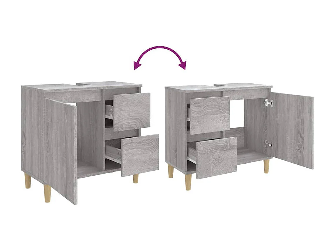 Armoire de bain sonoma gris 65x33x60 cm bois d'ingénierie