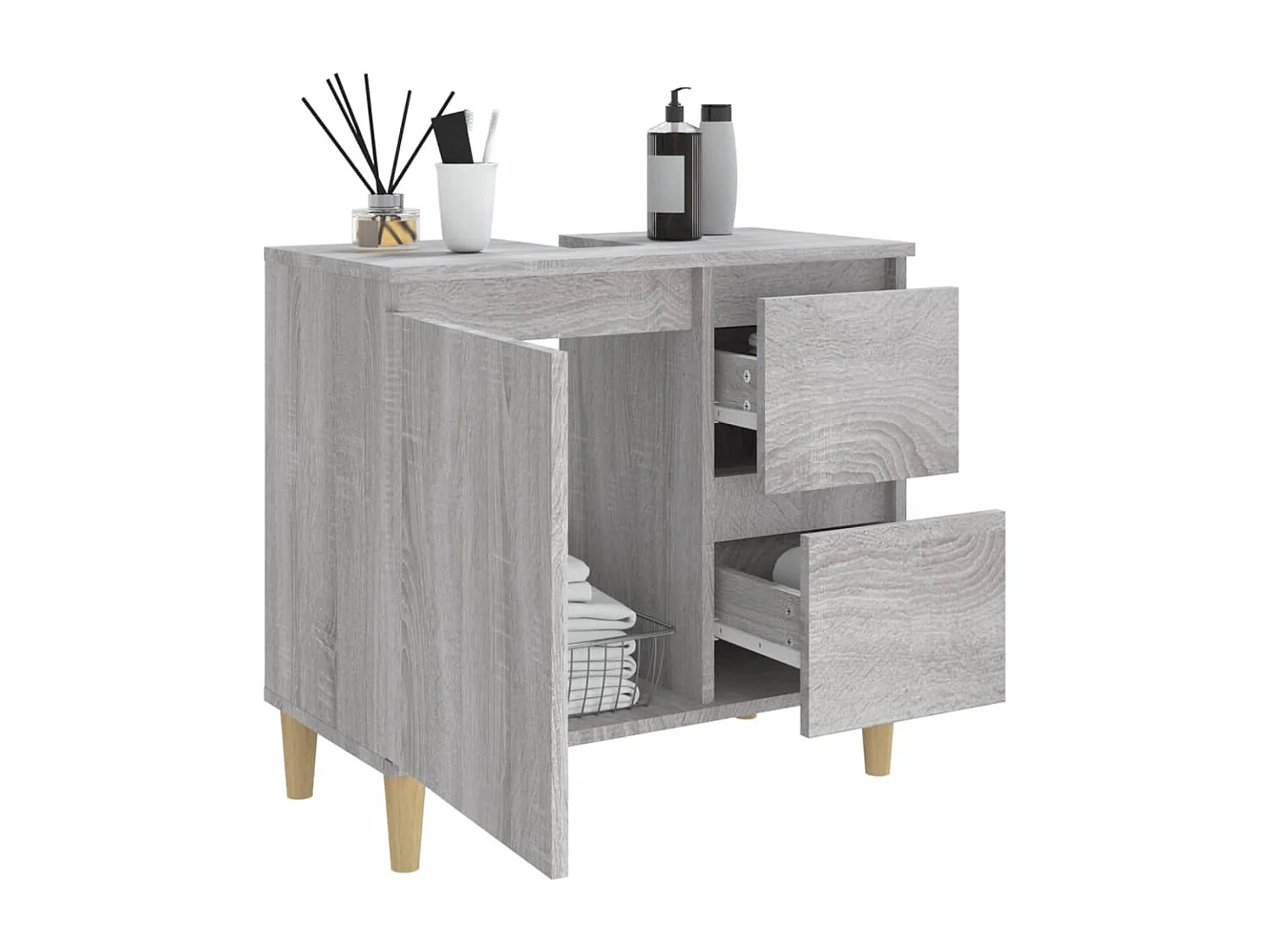 Armoire de bain sonoma gris 65x33x60 cm bois d'ingénierie